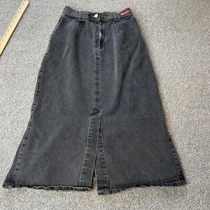 vtg‎ y2k denim Skirt Womens Size 9 Gray Trumpet Midi Front Slit fairycore goth